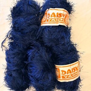 Deep Blue Daisy Eyelash Yarn Lot of 5